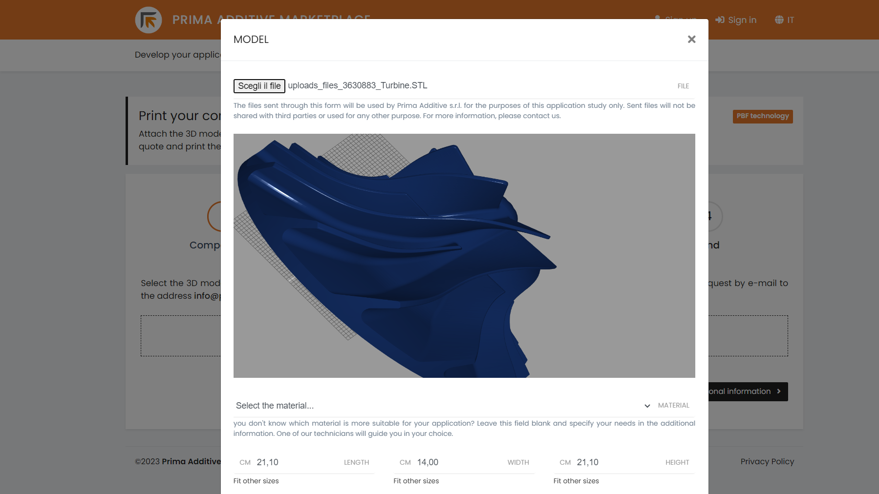Prima Additive Manufacturing Marketplace Digital Inventory